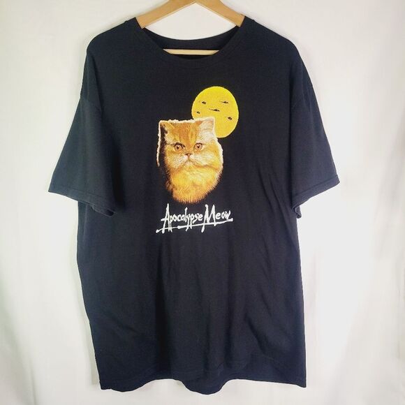 Apocalypse Meow Cotton Black Cat T-Shirt - Picture 1 of 7
